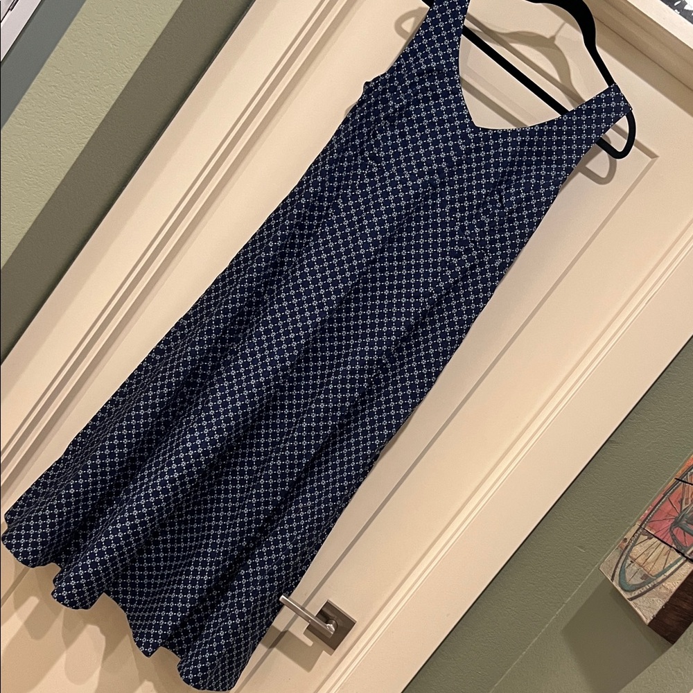 Draper James 100% linen  Navy and White Midi Dress, 14